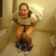 A chubby, but cute girl is made fun of by her girlfriends as she poops on the toilet. The girls in the bathroom with her complain about the smell.